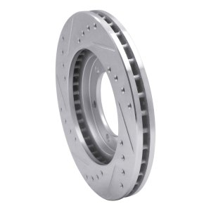 Nissan NP300 Brake Rotor (1) - Front Right - R1 Concepts - Drilled & Slotted - Silver - `98-`15